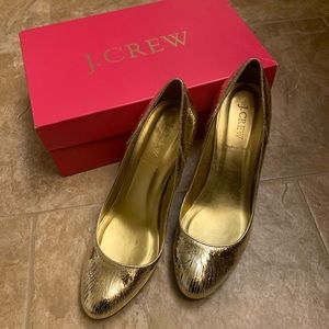 J. Crew Harper Crackle-metallic Platform Heel